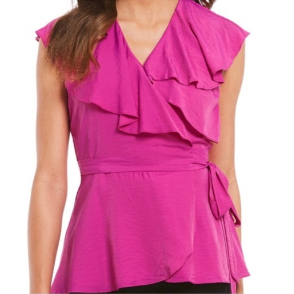 H by Halston Pink Ruffle Blouse